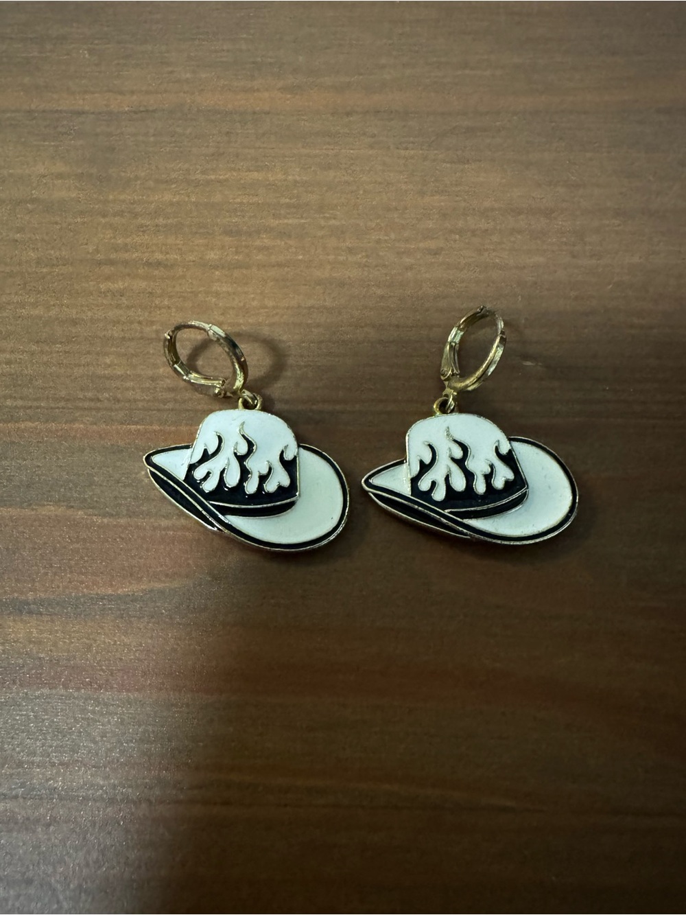 Free with purchase over $15 Flame Cowboy Hat Drop Earrings